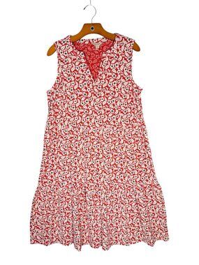 Seasalt Cornwall Bodelva Organic Cotton Orange Sleeveless Tiered Dress US 12